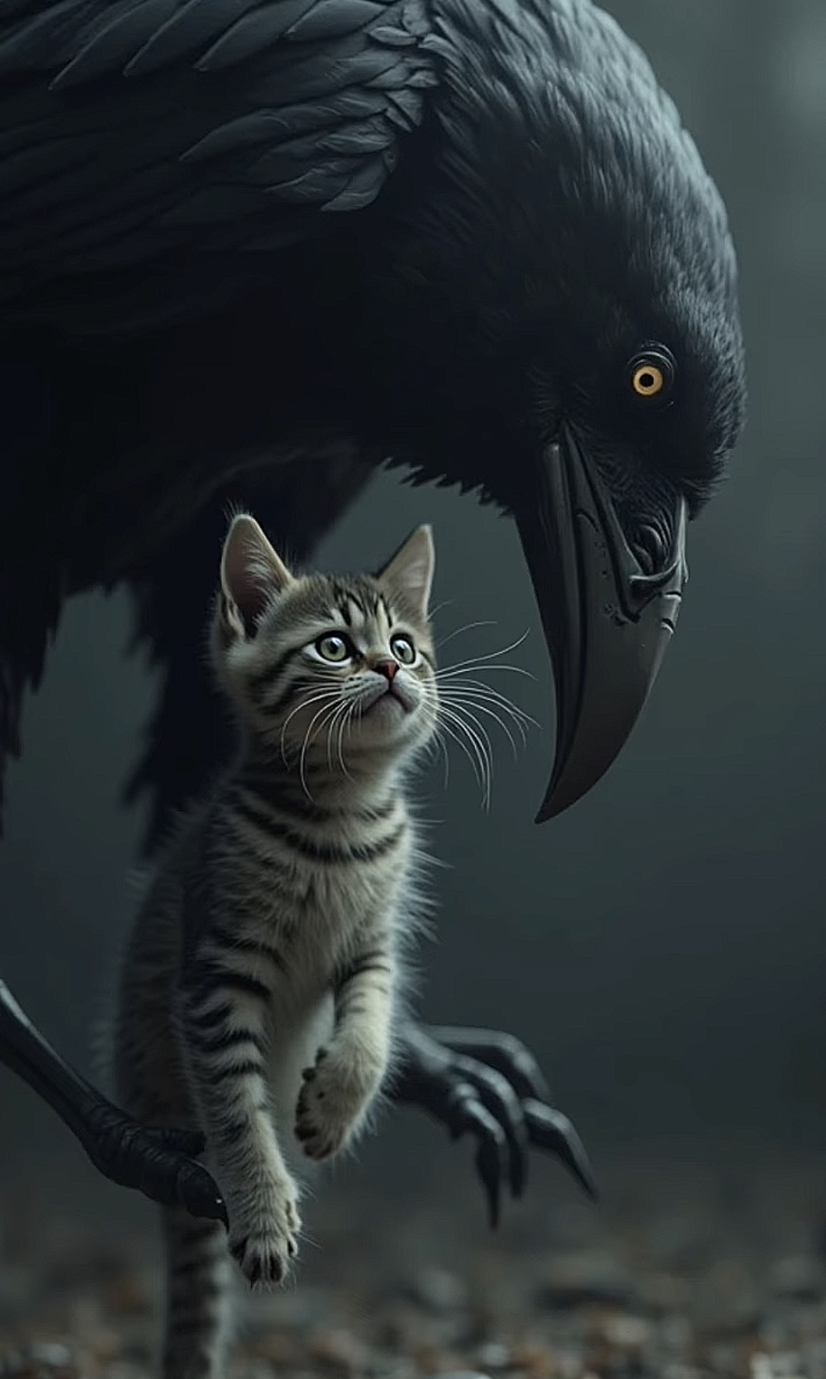 カラスにつかまれた弟