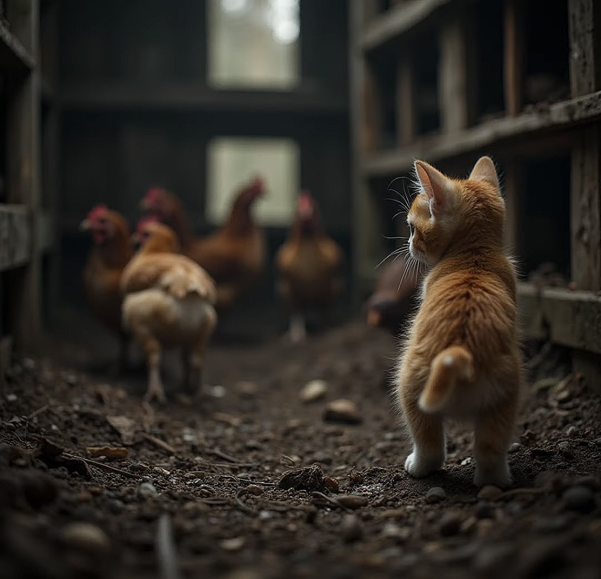 鶏小屋の中のトラ