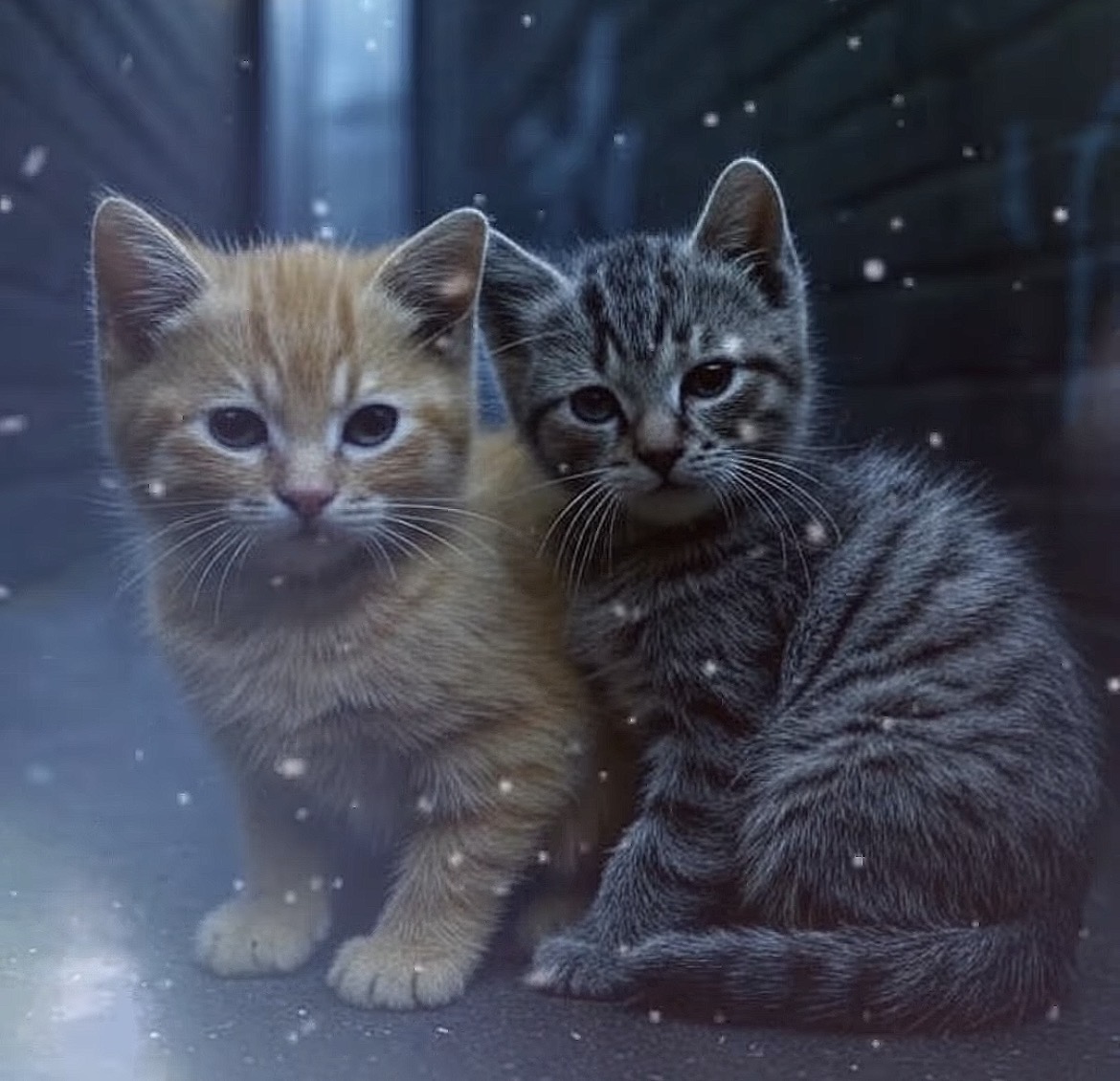 トラと弟が身を寄せ合う